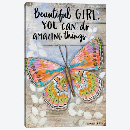 Beautiful Girl Butterfly Canvas Print #JLB40} by Jennifer Lambein Canvas Wall Art
