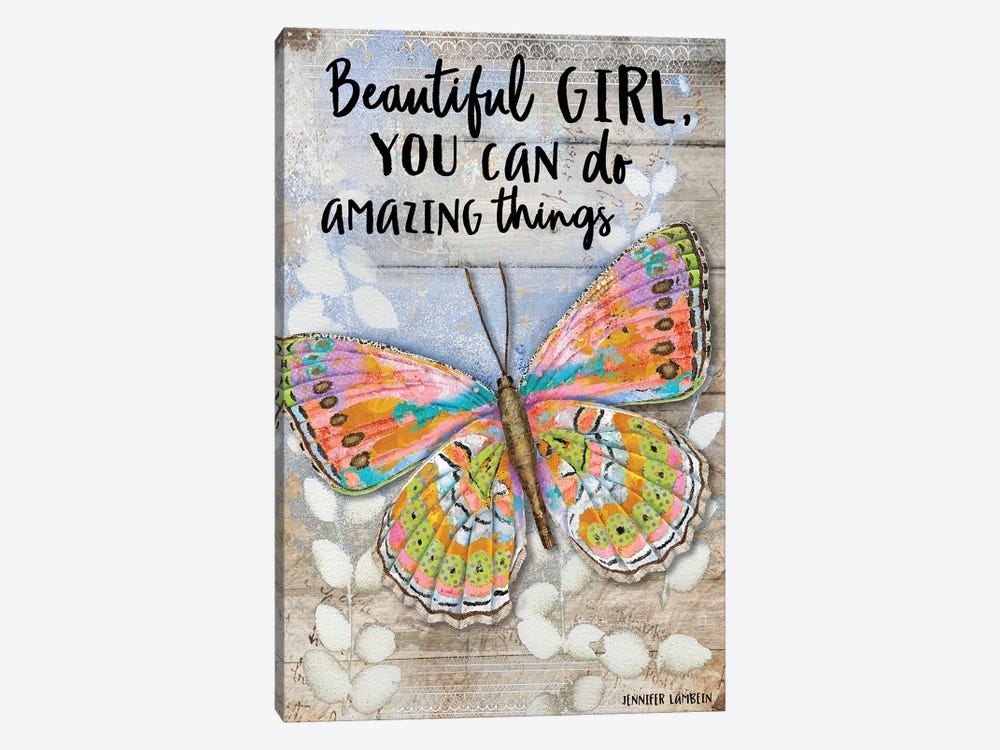 Beautiful Girl Butterfly by Jennifer Lambein 1-piece Canvas Art Print