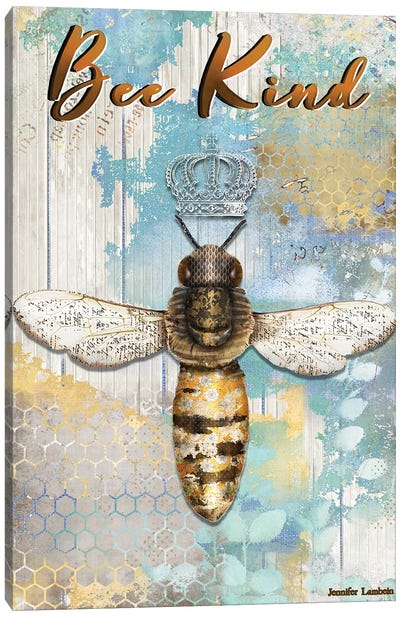 Bee Kind Canvas Art Print - Kindness Art