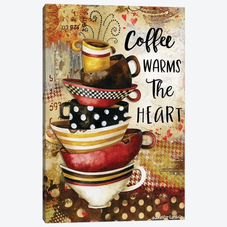Coffee Warms The Heart Canvas Print #JLB48} by Jennifer Lambein Canvas Wall Art