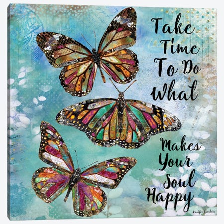 Take Time Butterflies Canvas Print #JLB4} by Jennifer Lambein Canvas Wall Art