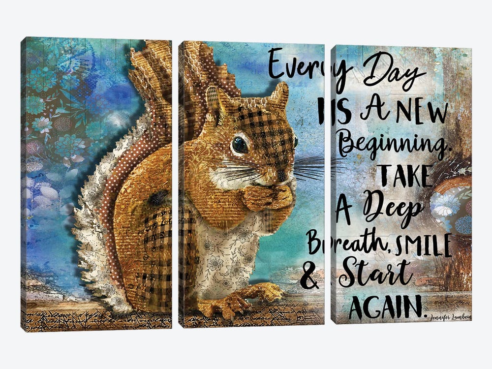 Every Day Squirrel by Jennifer Lambein 3-piece Canvas Art Print