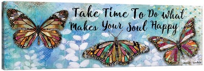 Take Time Butterfly Trio Canvas Art Print - Insect & Bug Art