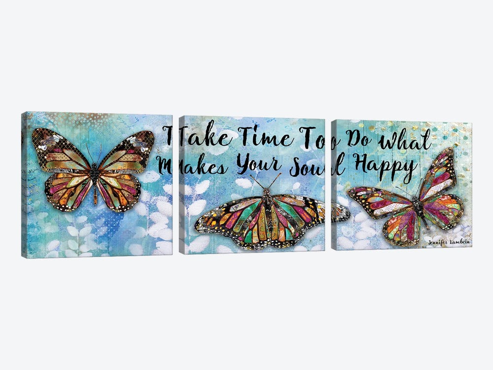 Take Time Butterfly Trio by Jennifer Lambein 3-piece Canvas Print