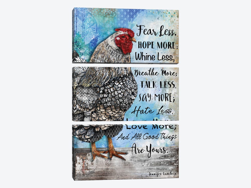 Fear Less & Hope More Hen by Jennifer Lambein 3-piece Art Print