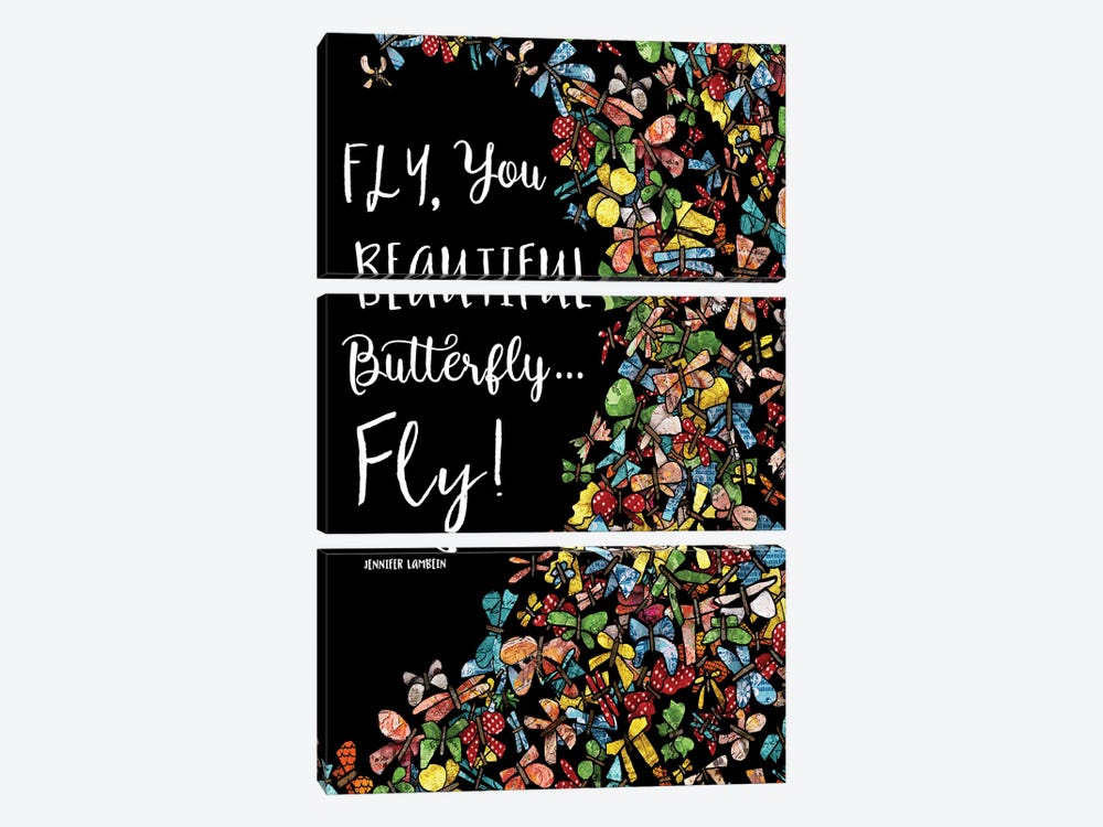 Fly, You Beautiful Butterfly by Jennifer Lambein 3-piece Canvas Art