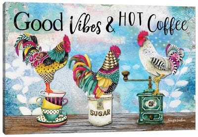 Good Vibes & Hot Coffee Canvas Art Print - Jennifer Lambein