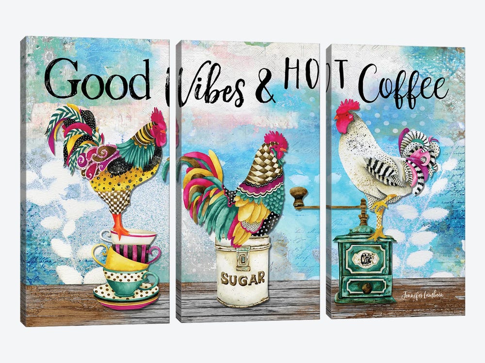 Good Vibes & Hot Coffee by Jennifer Lambein 3-piece Art Print