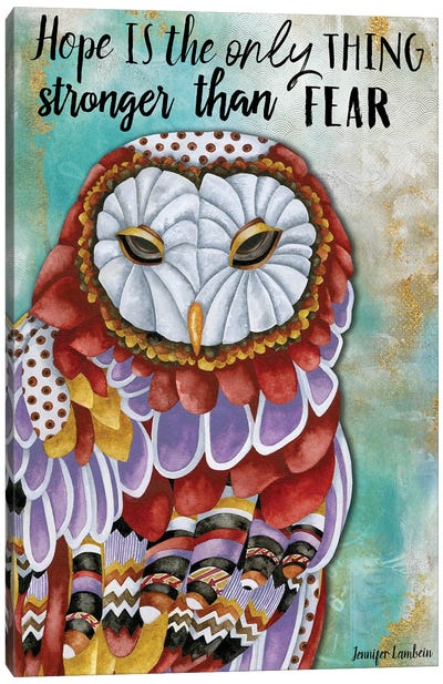 Hope Owl Canvas Art Print - Jennifer Lambein