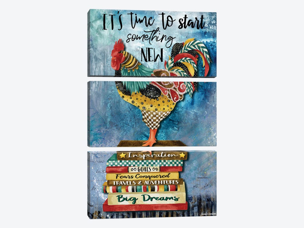 It's Time Rooster by Jennifer Lambein 3-piece Canvas Wall Art