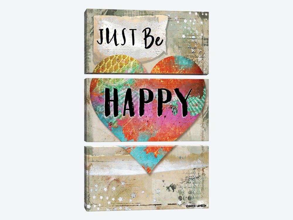 Just Be Happy by Jennifer Lambein 3-piece Canvas Wall Art