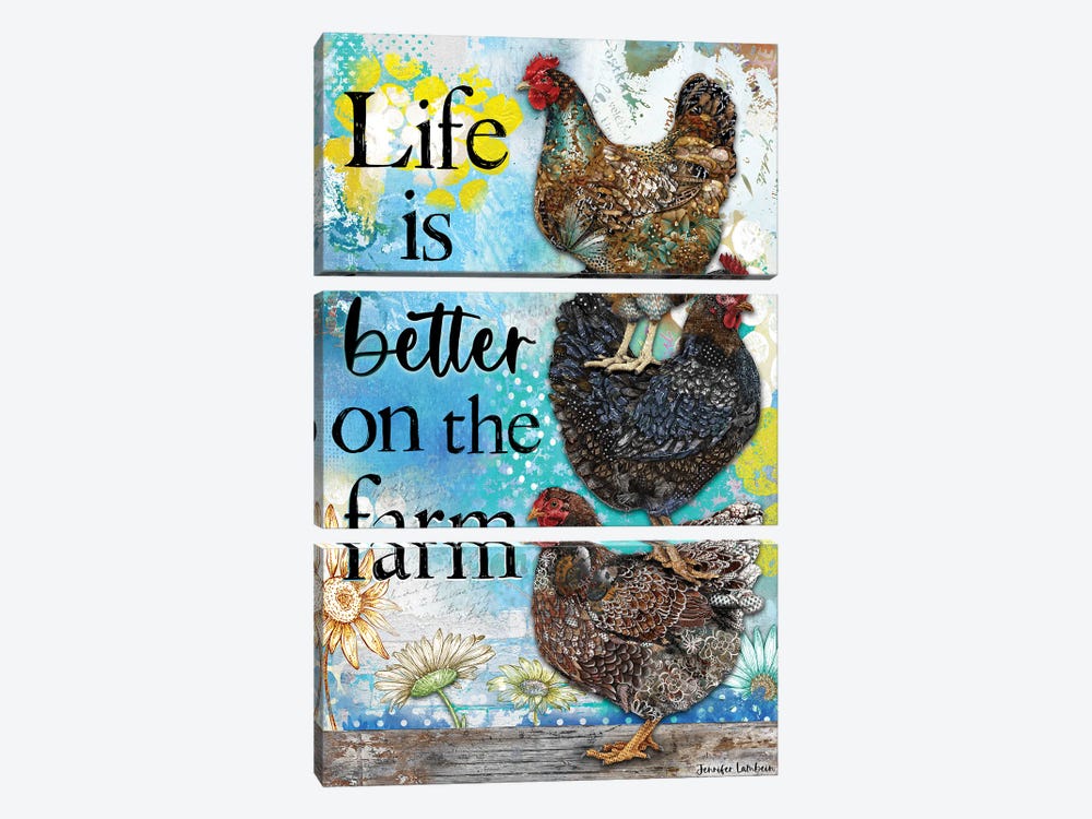Life Is Better On The Farm by Jennifer Lambein 3-piece Canvas Artwork