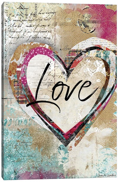 Love Heart Canvas Art Print - Love Typography