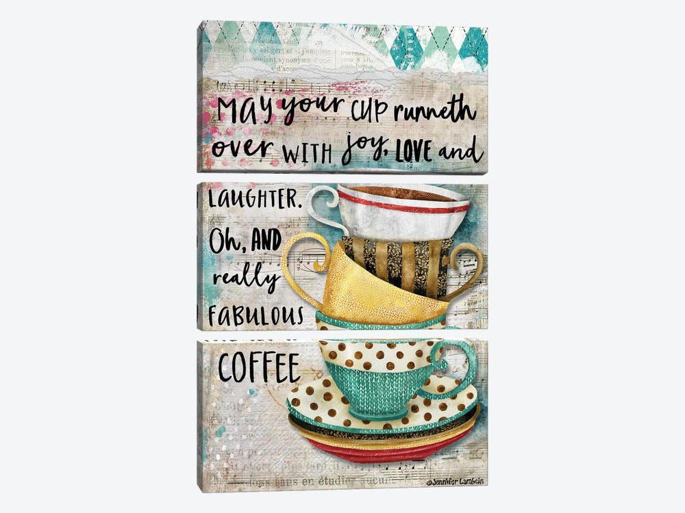May Your Cup Runneth Over by Jennifer Lambein 3-piece Canvas Art Print