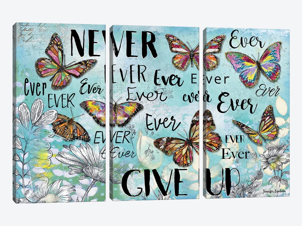 Never Ever Give Up by Jennifer Lambein 3-piece Canvas Art Print