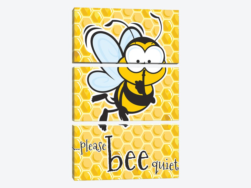 Please Bee Quiet by James Lee 3-piece Canvas Wall Art
