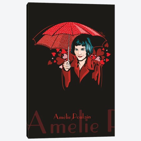 Amelie Poulain With Umbrella Canvas Print #JLE125} by James Lee Canvas Art