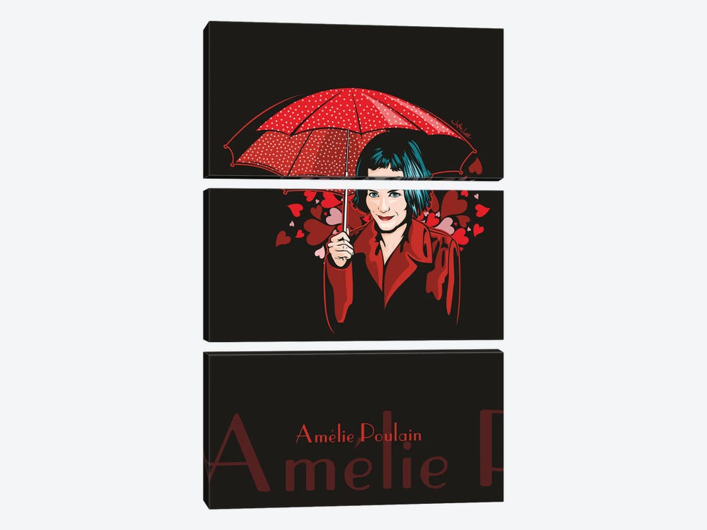 Amelie Poulain With Umbrella by James Lee 3-piece Canvas Wall Art