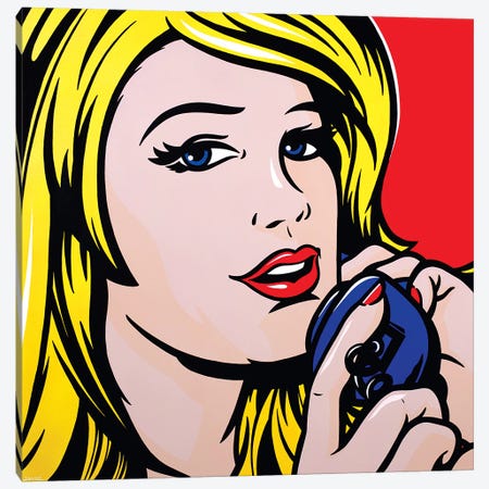 Girl On Phone Canvas Print #JLE14} by James Lee Canvas Art Print