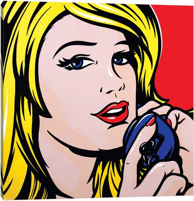 Girl On Phone Canvas Art Print - James Lee