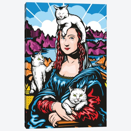 Mona Lisa With Cats Canvas Print #JLE162} by James Lee Canvas Art Print