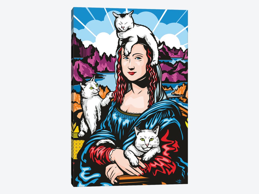 Mona Lisa With Cats by James Lee 1-piece Canvas Art Print