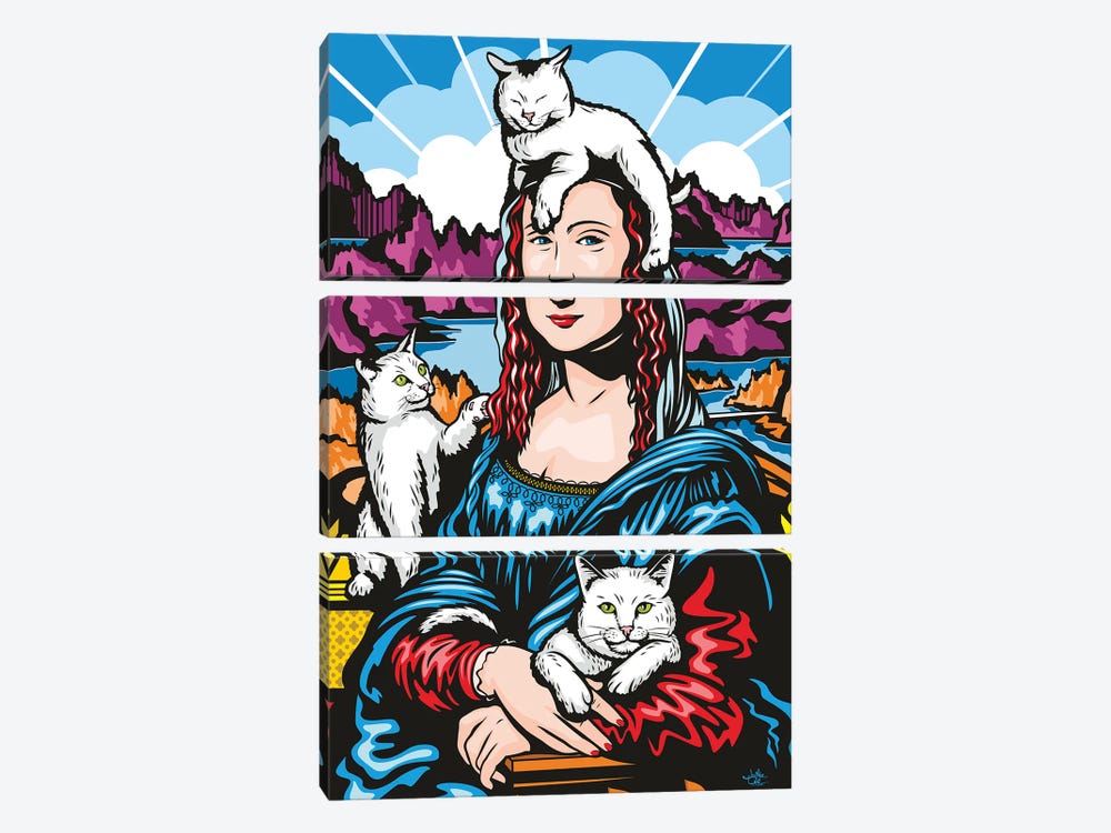 Mona Lisa With Cats by James Lee 3-piece Art Print