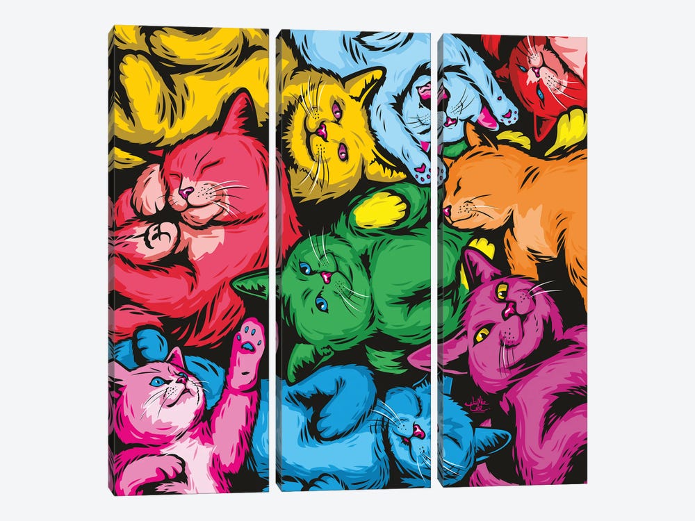 Jellybean Cats by James Lee 3-piece Canvas Art Print