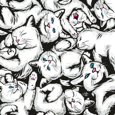 White Cats by James Lee multi panel art