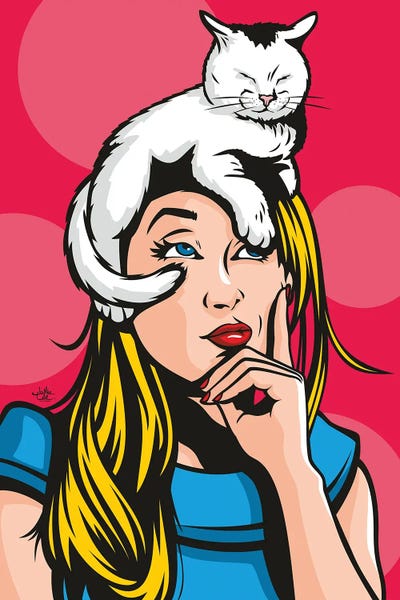 Cat On A Hot Blonde Woman by James Lee multi panel art