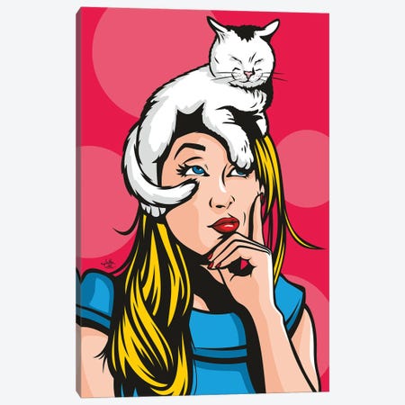 Cat On A Hot Blonde Woman Canvas Print #JLE191} by James Lee Canvas Wall Art