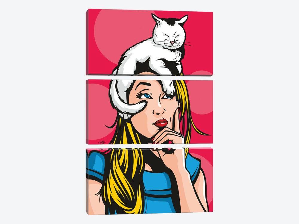 Cat On A Hot Blonde Woman by James Lee 3-piece Art Print