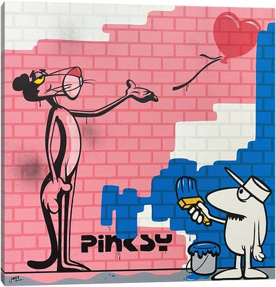 Balloon Pinksy Canvas Art Print - Street Art & Graffiti