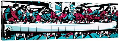 The Last Supper Blue Canvas Art Print - James Lee