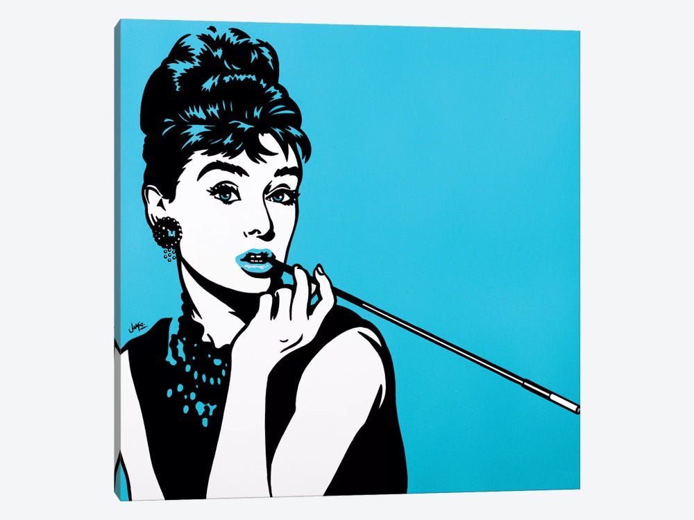 Audrey Hepburn On Turquoise 1-piece Art Print