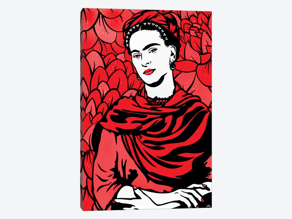 Frida Kahlo On Red by James Lee 1-piece Canvas Art Print