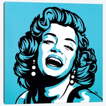 Marilyn Monroe On Turquoise Canvas Print #JLE53} by James Lee Canvas Artwork