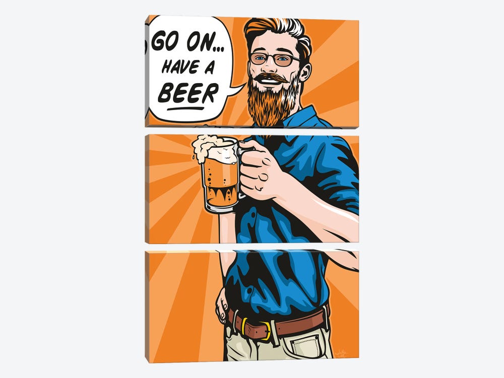 Have A Beer! by James Lee 3-piece Canvas Print