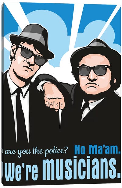 No Ma'am, We're Musicians Canvas Art Print - Blues Brothers