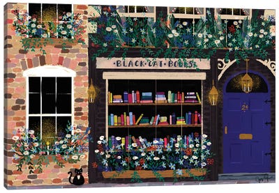 Book Shop Front Canvas Art Print - Folk Art