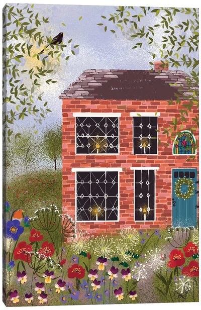 Brick Cottage Canvas Art Print - Cozy Cottage