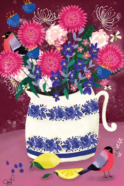 Dahlias by Joy Laforme multi panel art