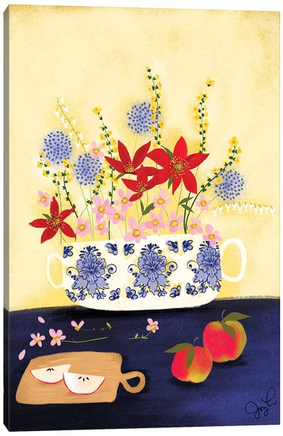 Delft Wildflowers I Canvas Art Print - Joy Laforme