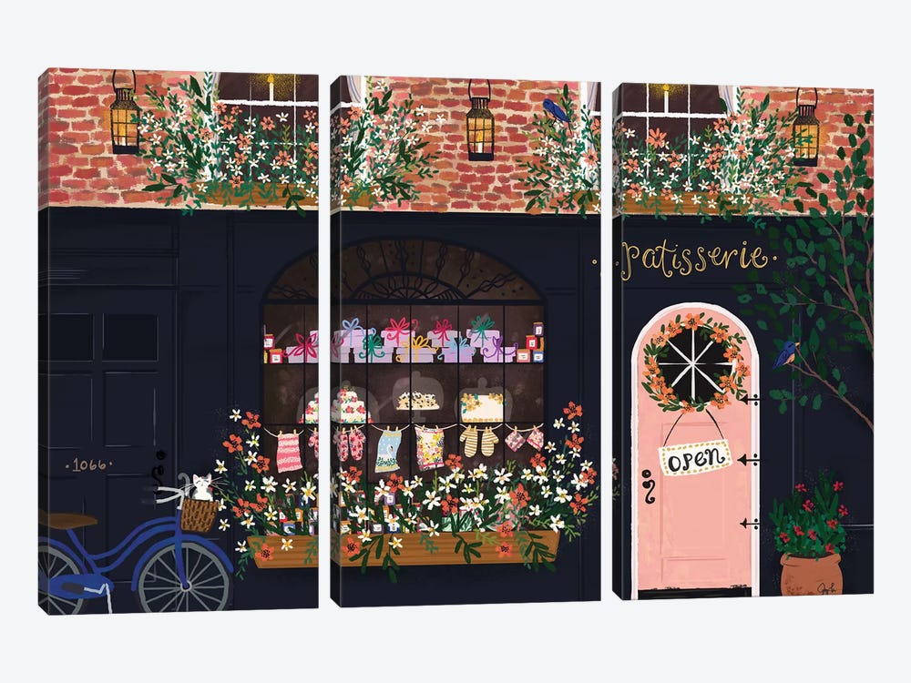 Patisserie Shopfront by Joy Laforme 3-piece Canvas Print