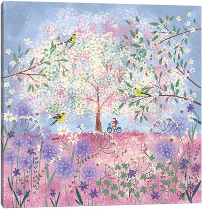Periwinkle Spring Flora Canvas Art Print - Folk Art