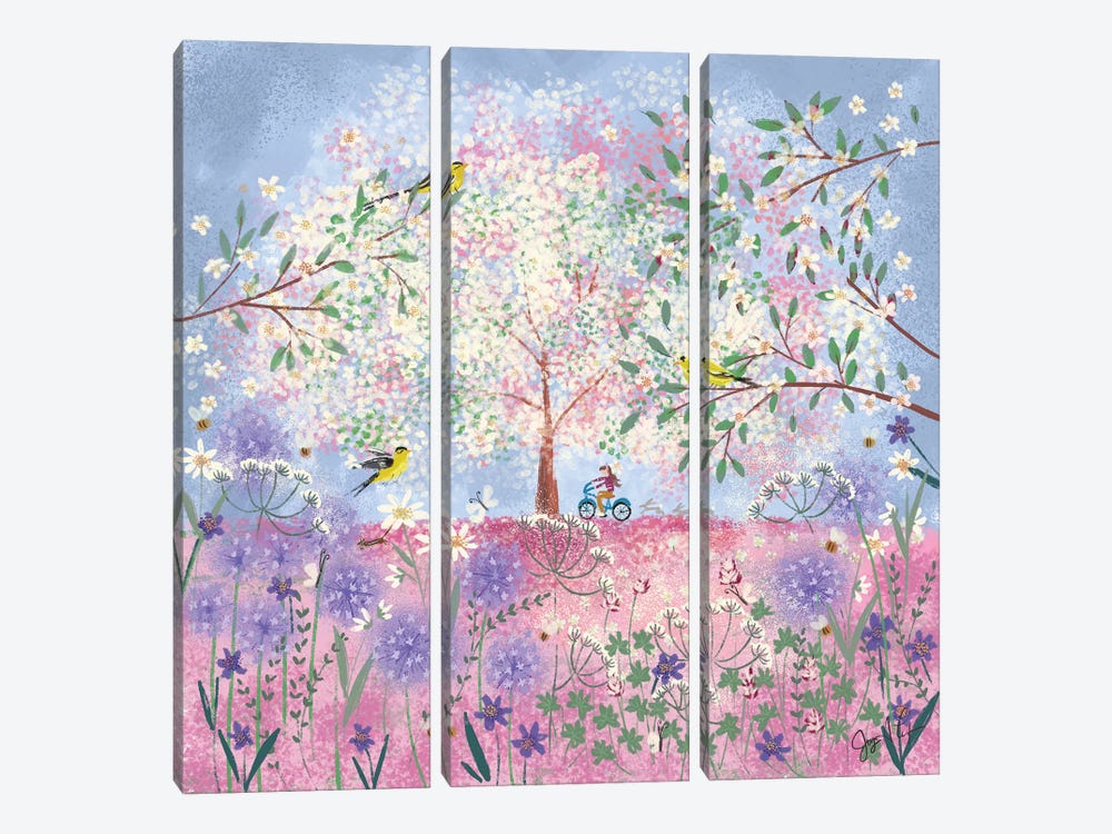Periwinkle Spring Flora by Joy Laforme 3-piece Canvas Art