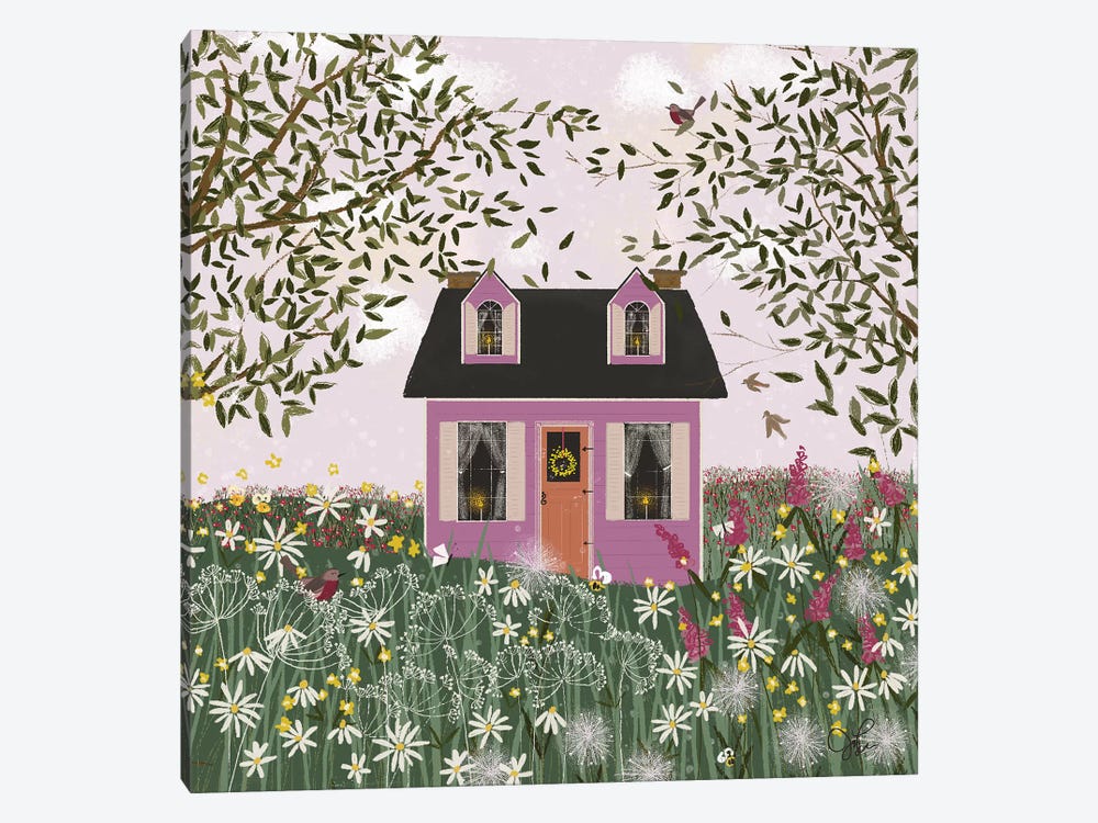 Purple House On A Hill by Joy Laforme 1-piece Canvas Art