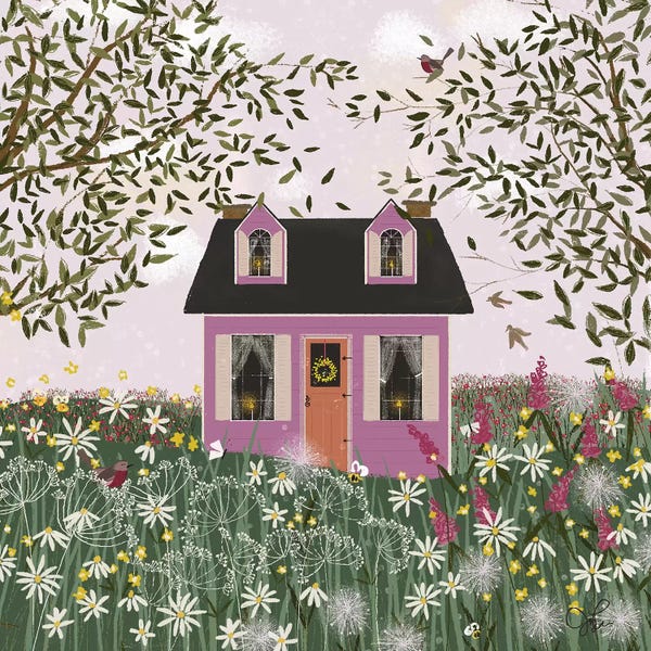 Shabby Chic Décor: Purple House On A Hill by Joy Laforme