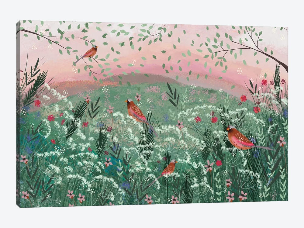 Rosy Pink Landscape by Joy Laforme 1-piece Canvas Print