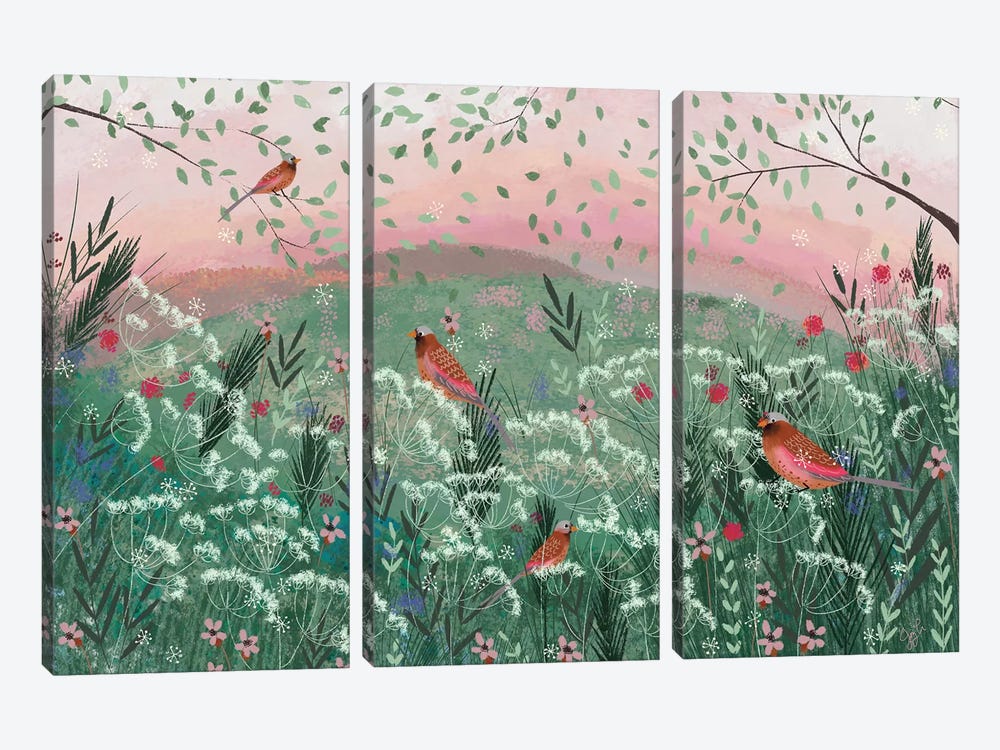 Rosy Pink Landscape by Joy Laforme 3-piece Canvas Art Print